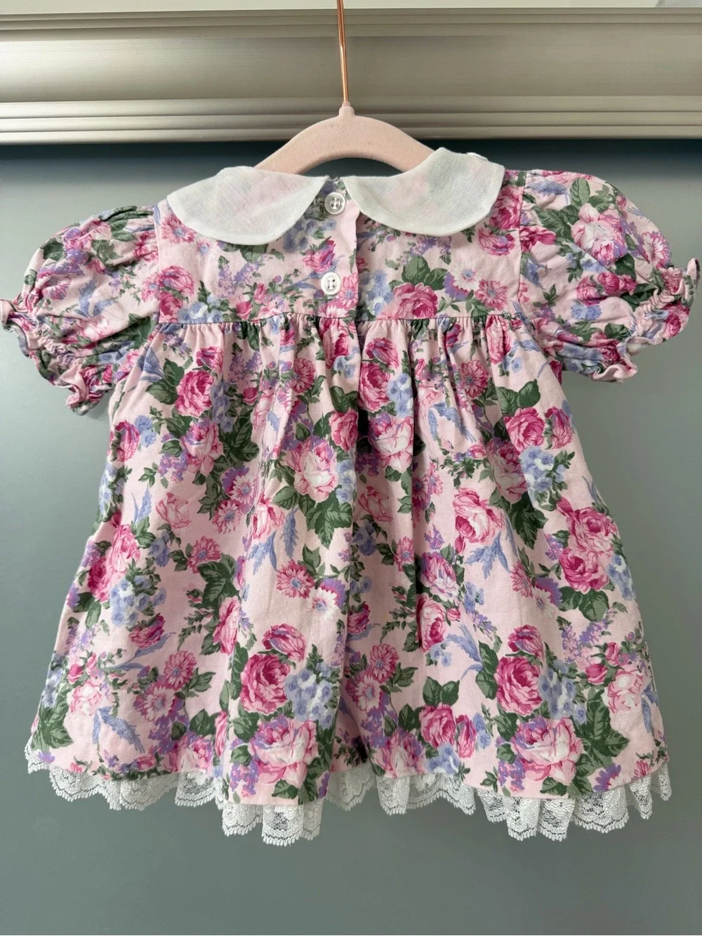 Vintage 90’s Carter’s Pink Floral Lace Baby Dress